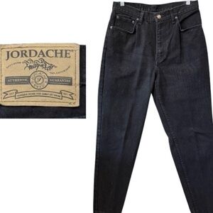 Retro 80s Jordache High Rise Tapered Black Stone Wash Mom Jeans Sz 13/14 VTG